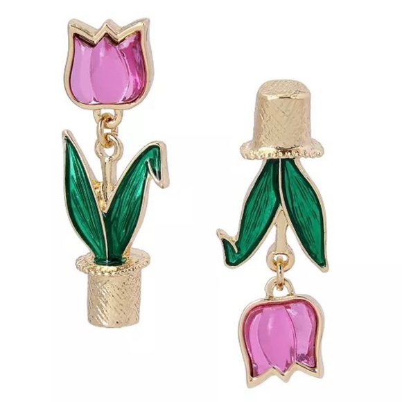 Tulip Mismatched Earrings | Betsey Johnson - Picture 2 of 2